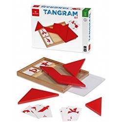 Tangram Rosso Con Carte In Legno
