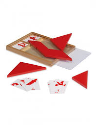 Tangram Rosso Con Carte In Legno