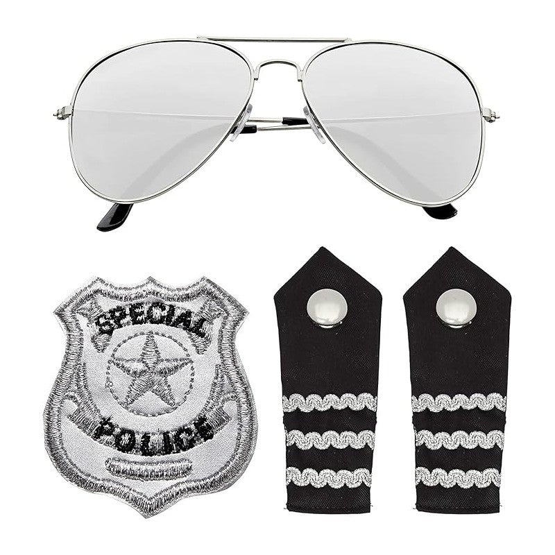 Set Polizia (Occhiali, Epauletten, Distintivo)