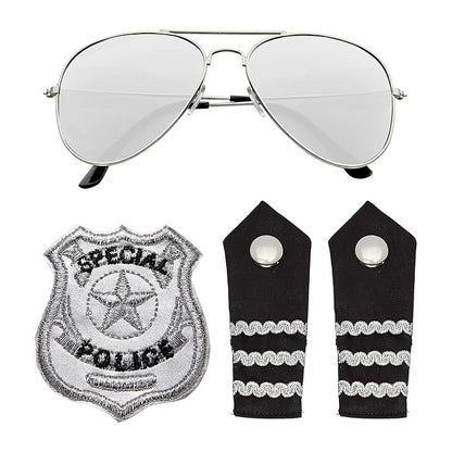 Set Polizia (Occhiali, Epauletten, Distintivo)
