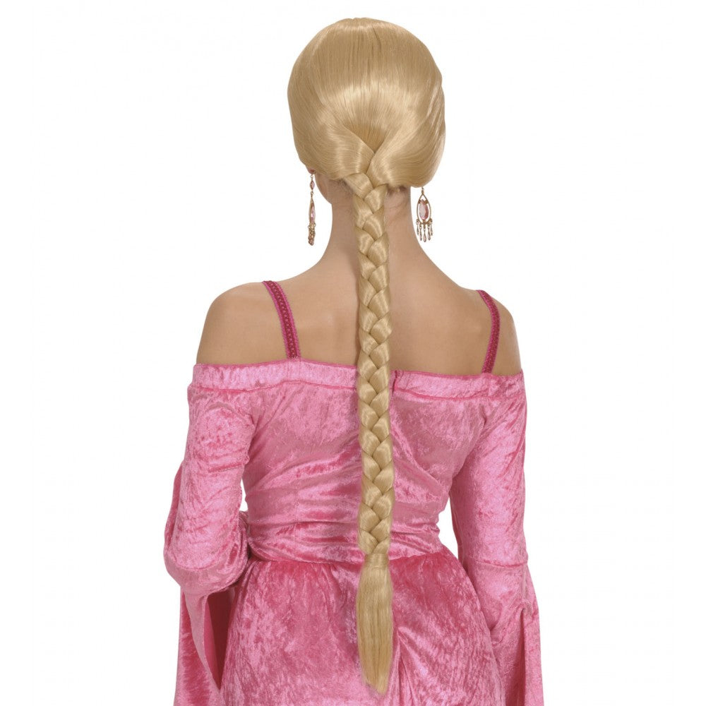 Costume Parrucca Castellana Con Treccia Bionda - In Scatola