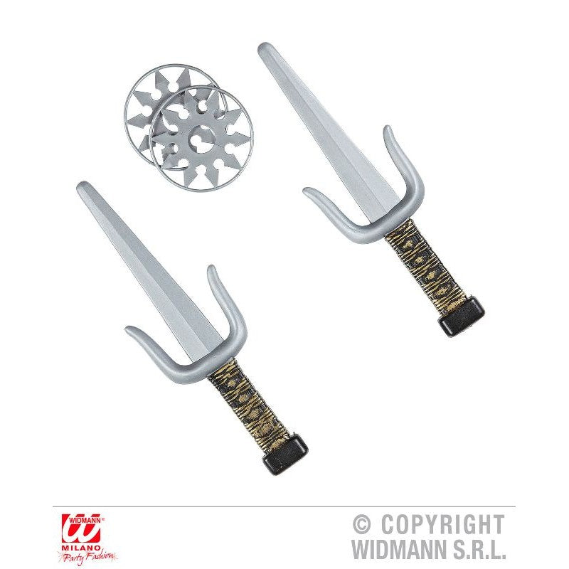 Set Armi Ninja (Coppia Di Sai E 2 Shuriken)