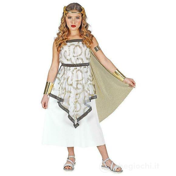 COSTUME DEA GRECA (vestito toga, braccialetti, corona d'alloro) 128 cm / 5-7 anni