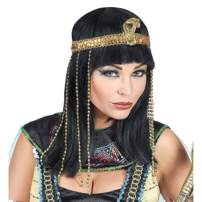 Costume Parrucca Imperatrice Egiziana Con Fascia Per Testa Serpente Con Perline In Scatola