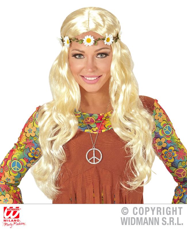 Parrucca Hippie / Medievale Con Fascia Per Testa Margherite Bionda - In Sacchetto