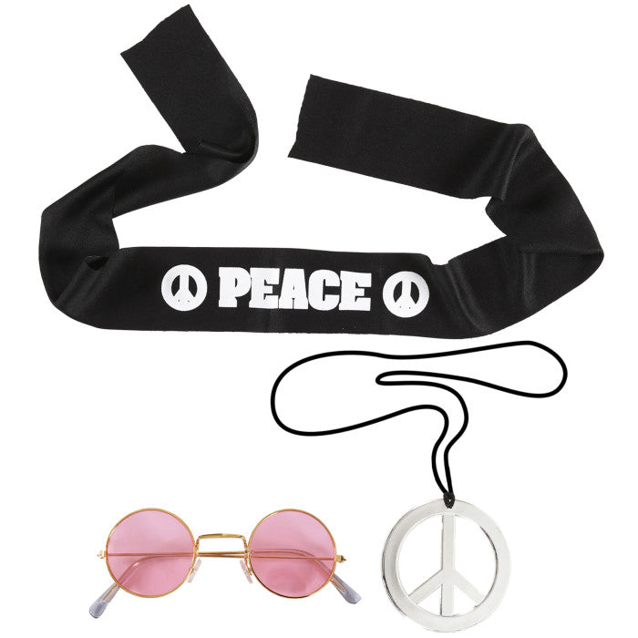 Hippie Set (Fascia Per Testa, Occhiali, Collana)