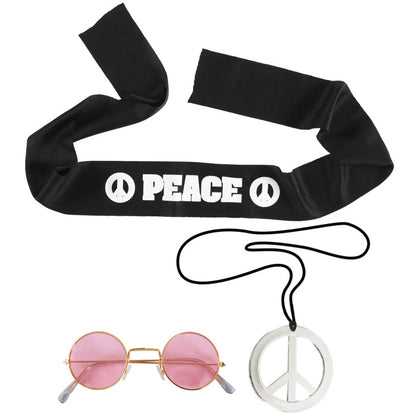 Hippie Set (Fascia Per Testa, Occhiali, Collana)