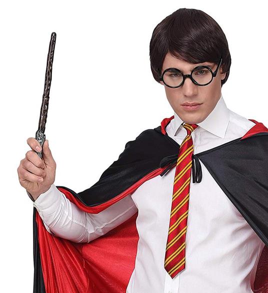 Mago Apprendista (Occhiali Studente Con Lenti, Cravatta, Bacchetta Magica)