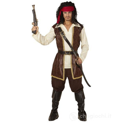 PIRATA (casacca con camicia, pantaloni, cintura, portaspada con fibbia, fascia per testa, copristi M