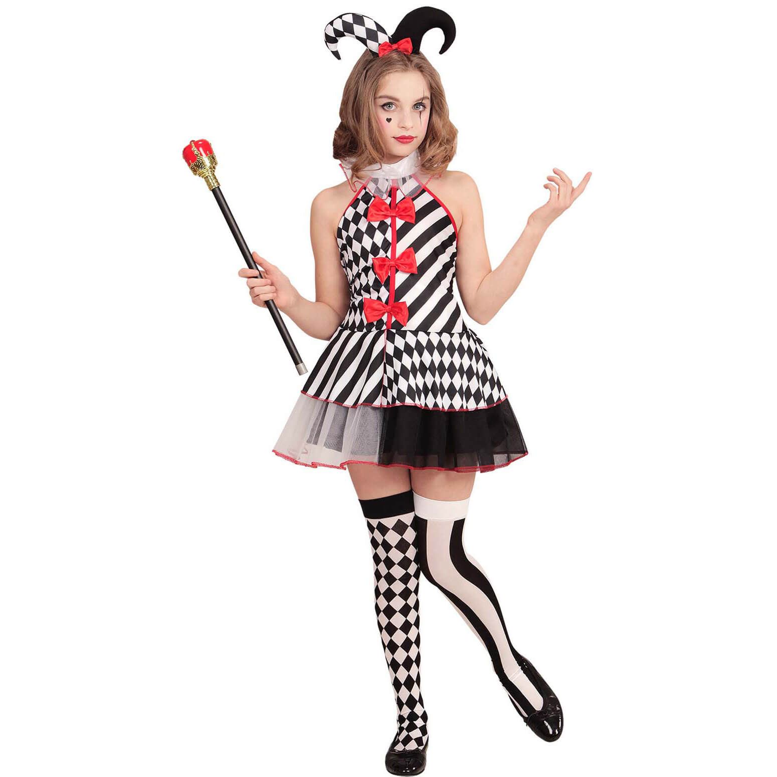 Costume Arlecchina (Vestito, Mini Cappello) (164 Cm / 14-16 Years)