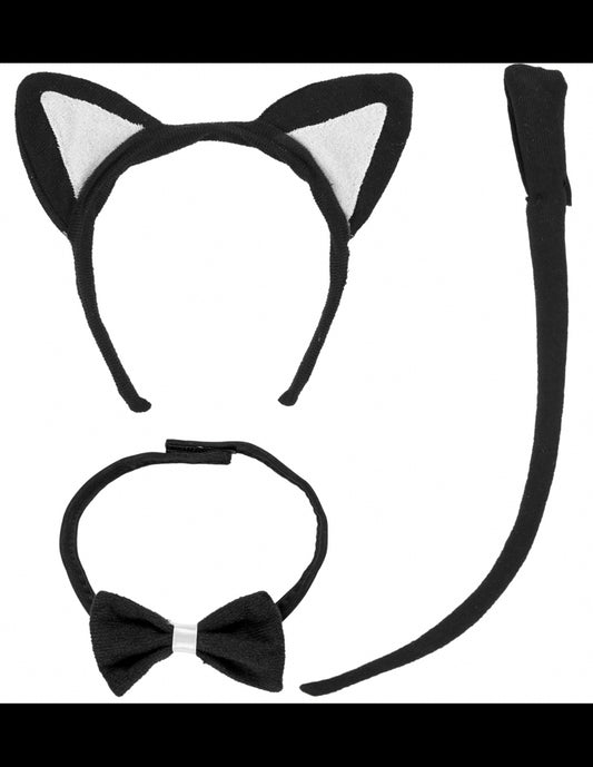 Gattina Set Travestimento (Orecchie, Farfallino, Coda)