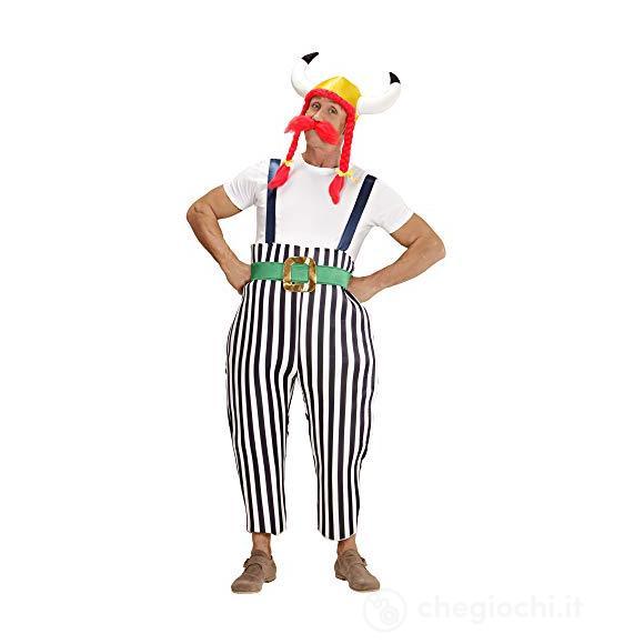 GAULOIS (maxi pantaloni con bretelle, cintura, elmo con trecce, baffi) L