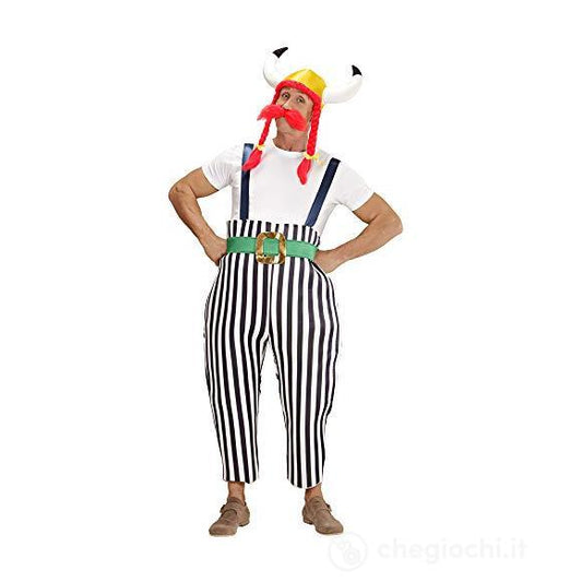 GAULOIS (maxi pantaloni con bretelle, cintura, elmo con trecce, baffi) L