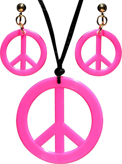 Set Neon Rosa Collana E Orecchini Hippie