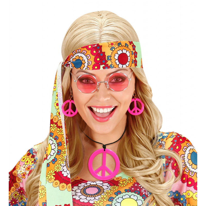 Set Neon Rosa Collana E Orecchini Hippie