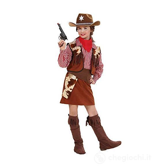 costume COWGIRL (camicia, gilet, gonna, cintura con fondina, copristivali, bandana) 140 cm / 8-10 anni