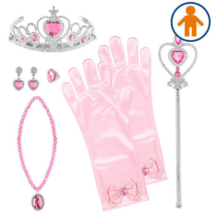 Set Principessa (Tiara, Guanti, Collana, Orecchini, Anello, Bacchetta Magica)
