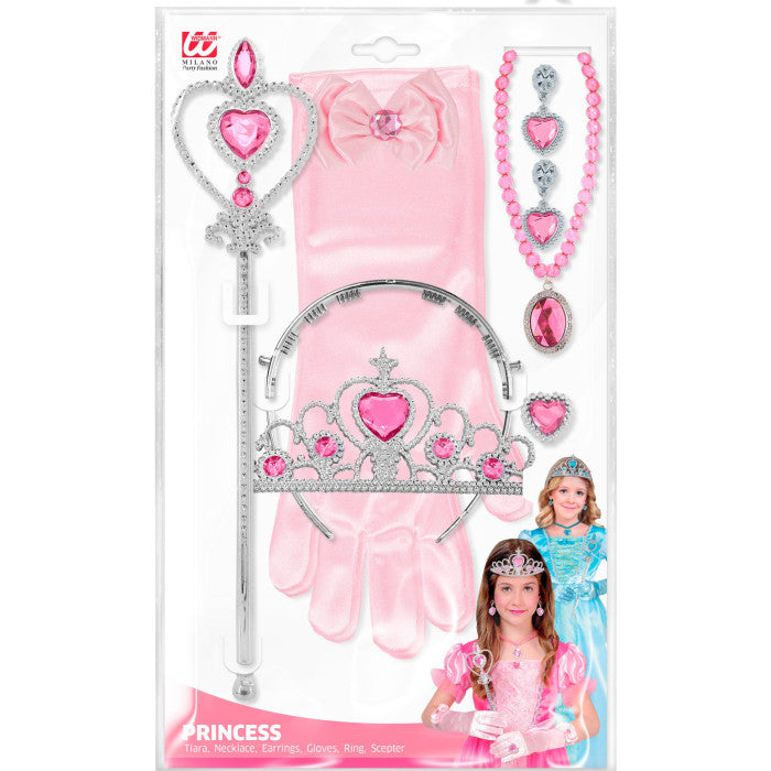 Set Principessa (Tiara, Guanti, Collana, Orecchini, Anello, Bacchetta Magica)