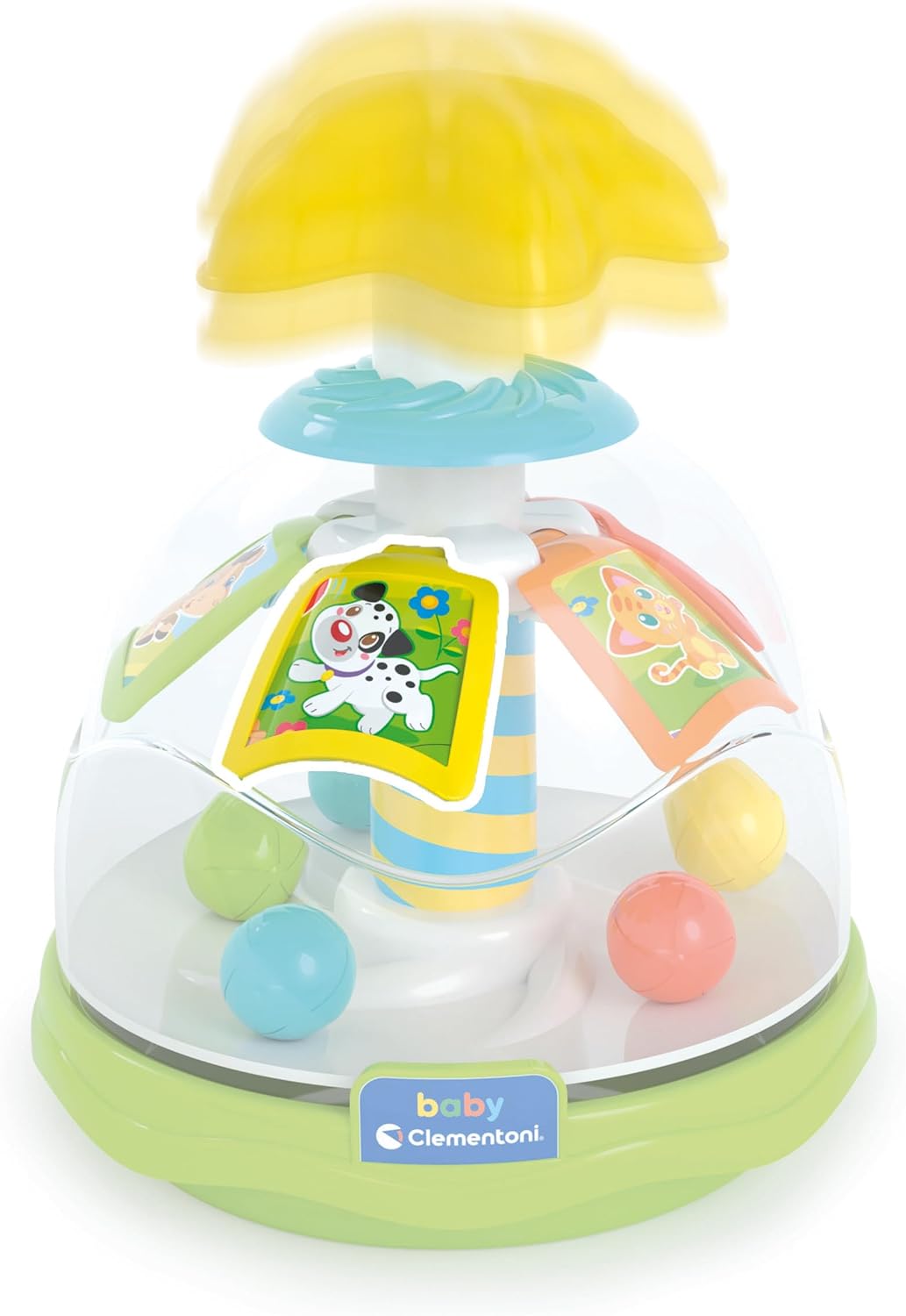 Clementoni - Trottola Bambini, Happy Friends Spinning Top Con Animali