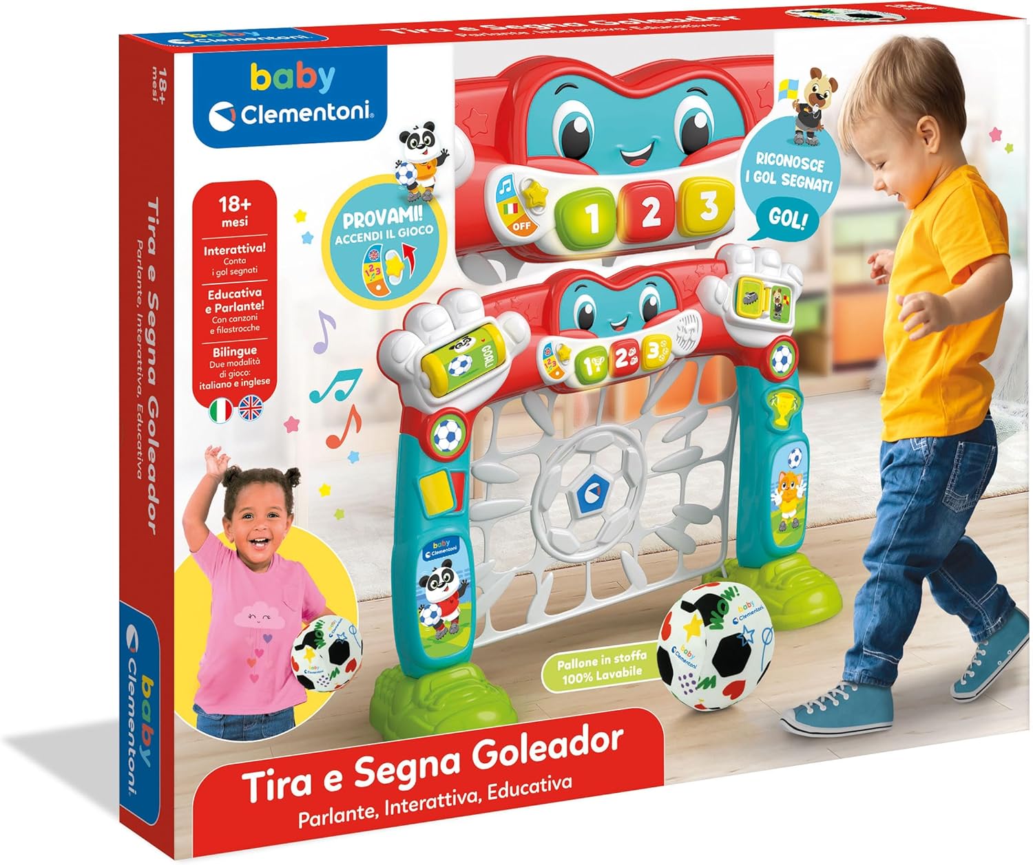 Clementoni Baby Tira E Segna Goleador, Rete Da Calcio Elettronica Con Luci E Suoni