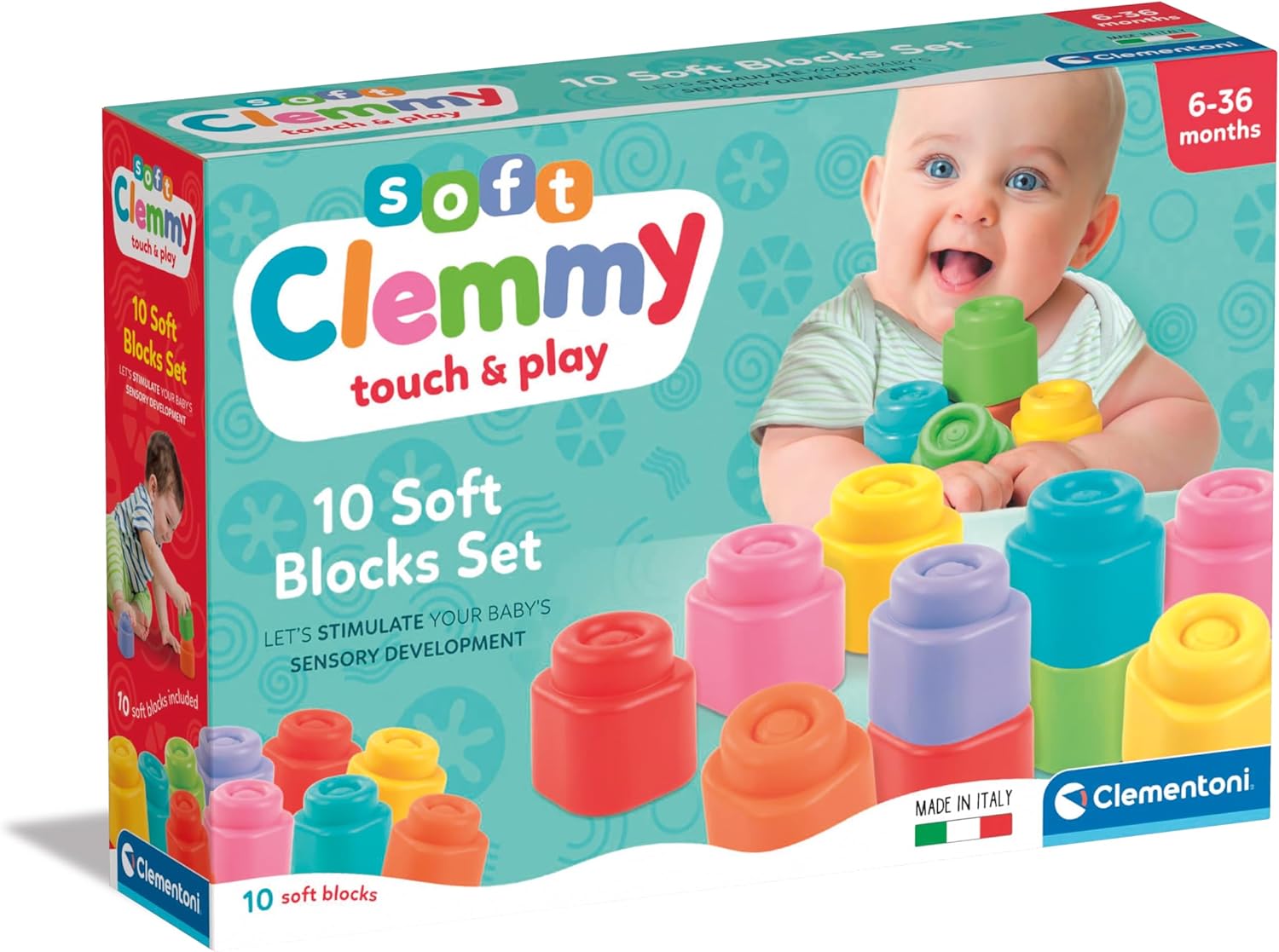 Clementoni - Mattoncini Costruzioni Morbide Soft Clemmy, Set 10 Mattoncini