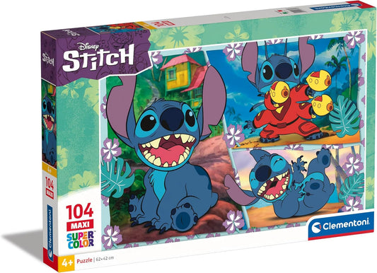 Clementoni- Disney Stitch Supercolor Stitch-104 Maxi Pezzi