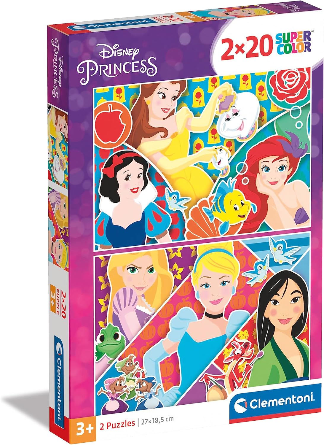 Clementoni - 24766 - Supercolor Puzzle - Disney Princess - 2 X 20 Pezzi