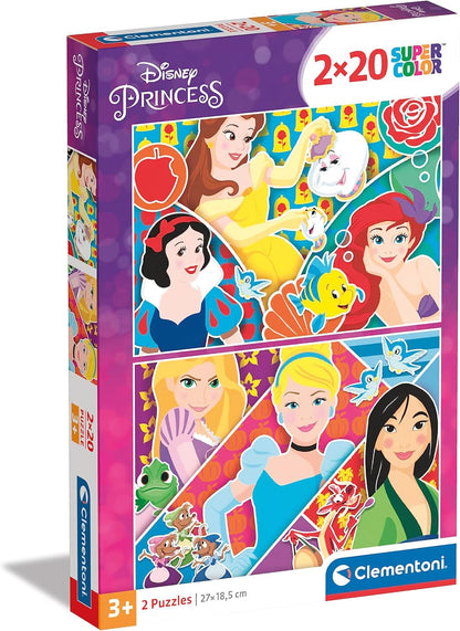 Clementoni - 24766 - Supercolor Puzzle - Disney Princess - 2 X 20 Pezzi