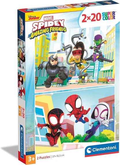 Clementoni - 24794 - Supercolor Puzzle - Spidey And His Amazing Friends - 2x20 Pezzi