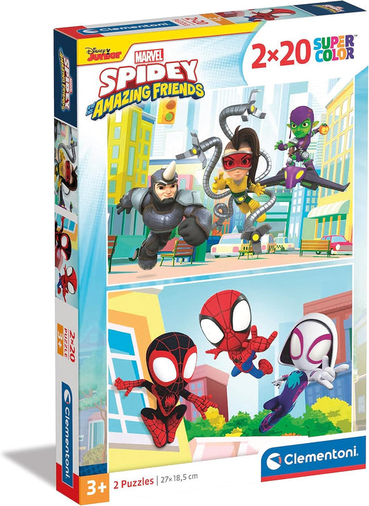 Clementoni - 24794 - Supercolor Puzzle - Spidey And His Amazing Friends - 2x20 Pezzi