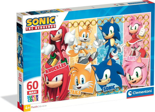 Clementoni - Puzzle 60 Pezzi Supercolor, Cartone Sonic