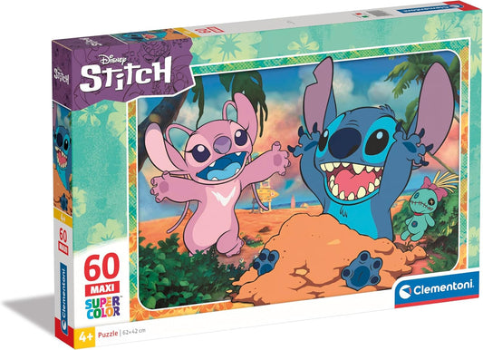 Clementoni- Disney Stitch Supercolor Stitch-60 Maxi Pezzi