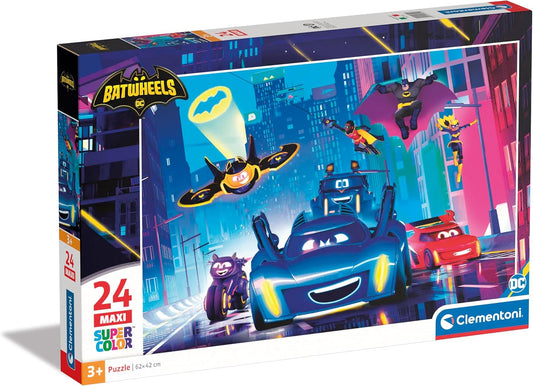Clementoni- Batwheels Supercolor Puzzle-Batwheels-24 Maxi Pezzi