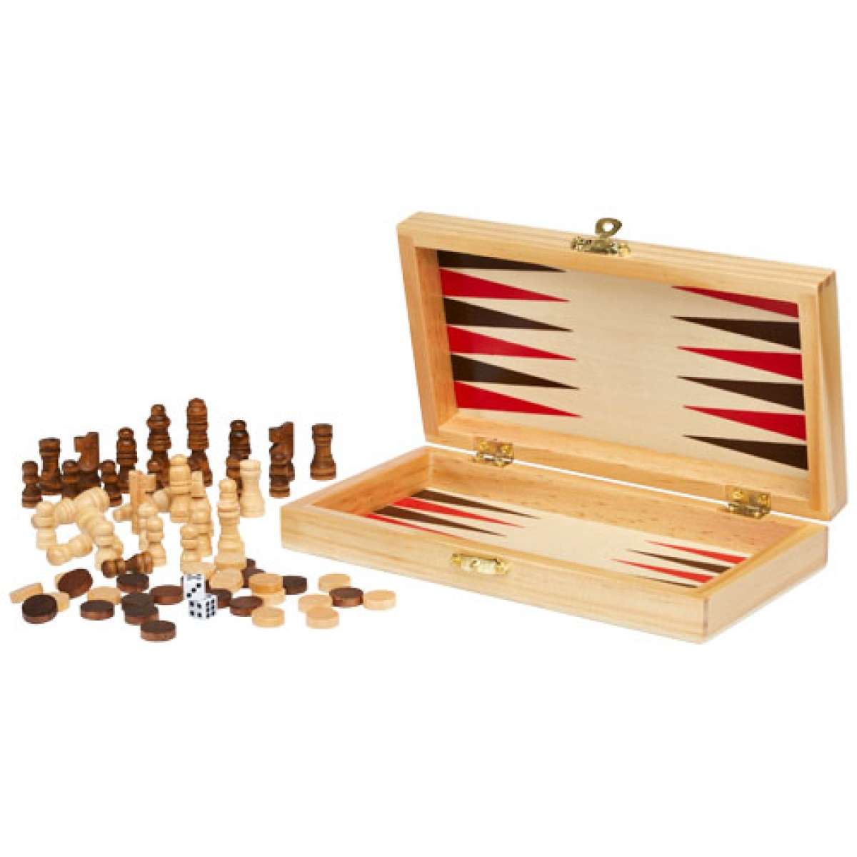 Table Game 3 in 1 - 29 × 29 × 1,6 cm scacchi, dama e backgammon