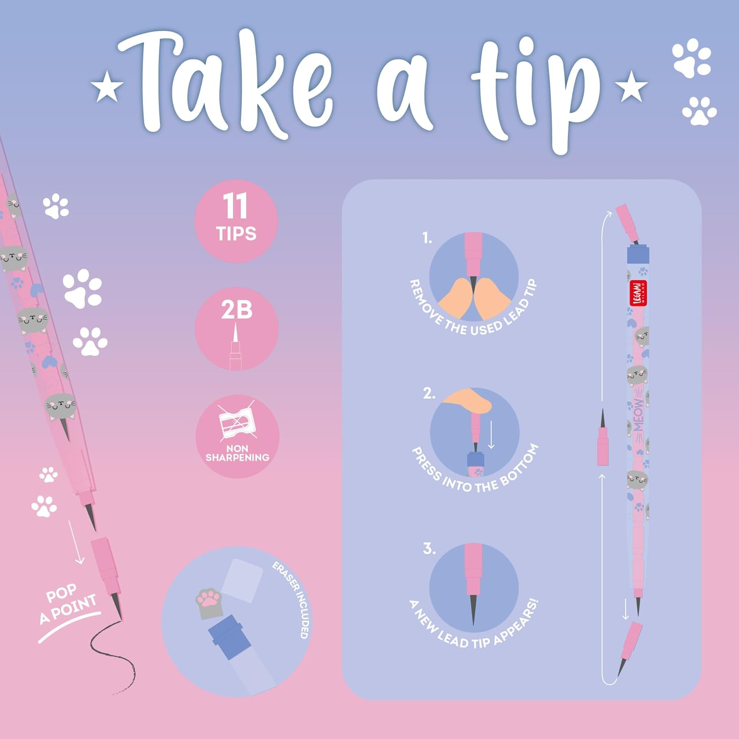 Stackable Pencils - Kitty Legami