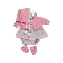 Vestito Per Bambole Rosa E grigio Con Cuffia 42 CM