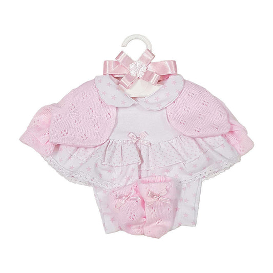 Abito Completo Per Bambole Biancoe Rosa Con Fascia