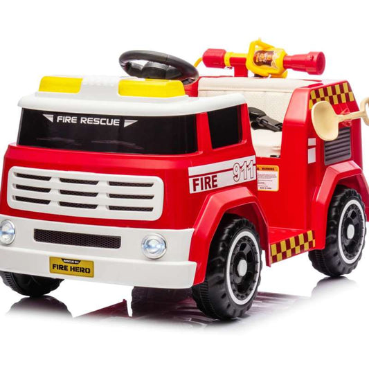 Macchina Elettrica per Bambini Camion dei Pompieri Telecomandato 12V 7,5Ah Rosso
