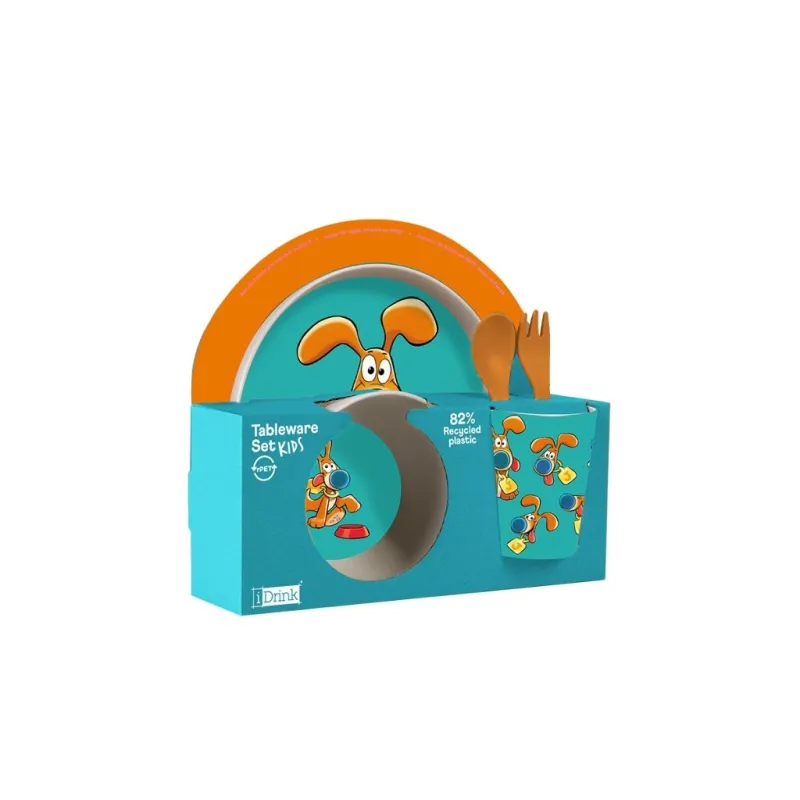 I-Total Set Pappa J THE DOG Bicchiere Posate Piatti