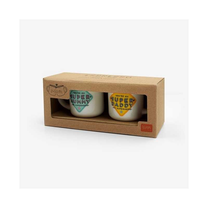 Set 2 Tazzine Da Caffe' Super Mamma E Papa' Legami
