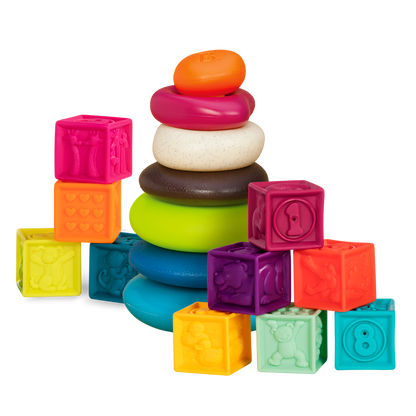 B. Toys One Two Squeeze - 10 Blocchi Numerati e 5 Anelli da Impilare 6M+