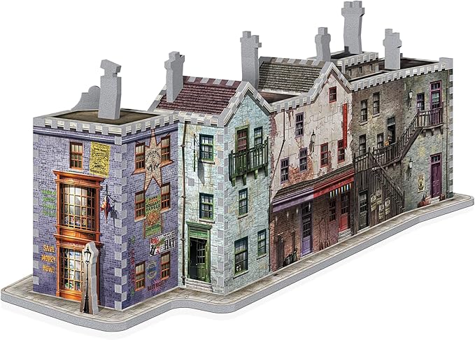 Harry Potter DIAGON ALLEY Negozi Ollivander Weasley Magia Quidditch Wrebbit Puzzle 3D 450pz 55cm Fronte e Retro