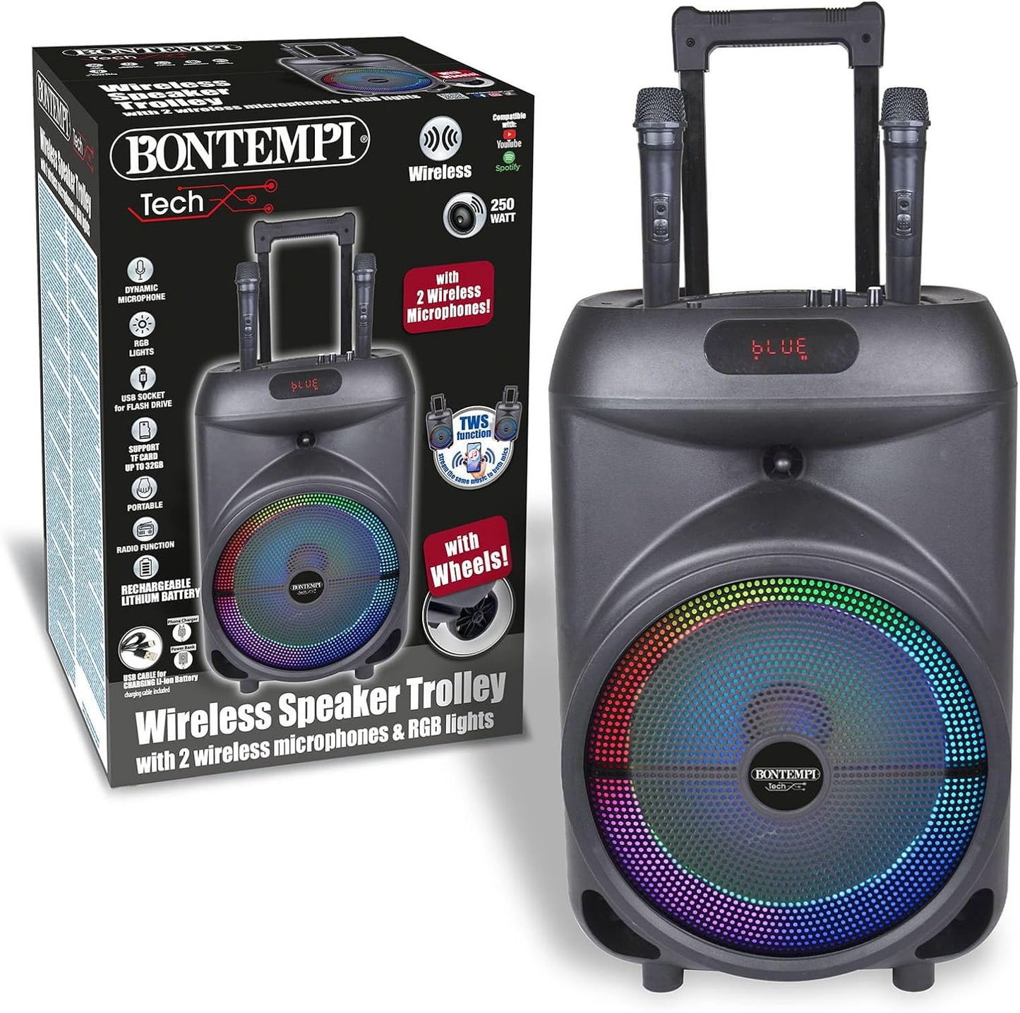 BONTEMPI Trolley Amplificatore Wireless CON 2 MICROFONI