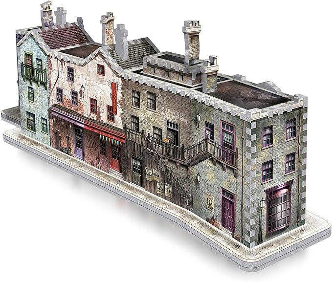 Harry Potter DIAGON ALLEY Negozi Ollivander Weasley Magia Quidditch Wrebbit Puzzle 3D 450pz 55cm Fronte e Retro
