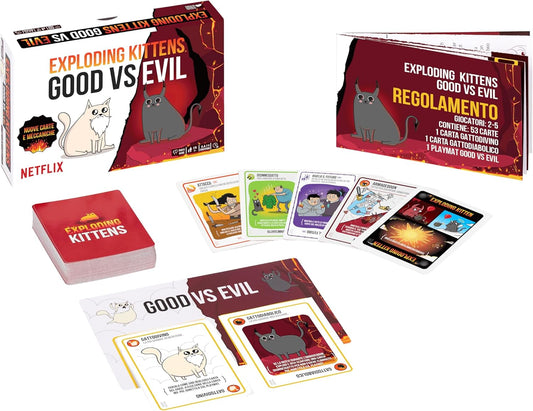 Exploding Kittens - Good vs Evil, Gioco da Tavolo, 7+ Anni, 2-5 Giocatori,