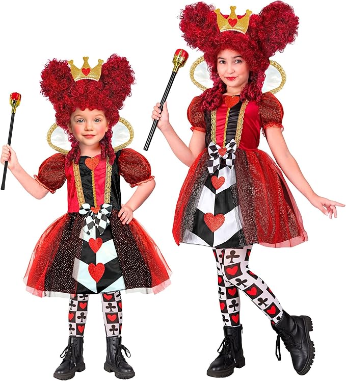 COSTUME REGINA DI CUORI (vestito, corona) 128 cm / 5-7 anni