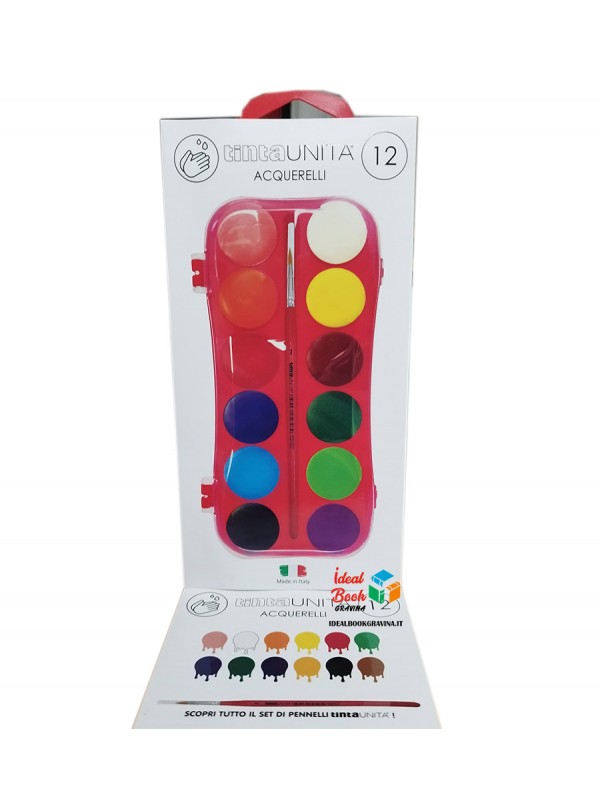 Tinta Unita Acquerelli 12 Colori Con Pennello