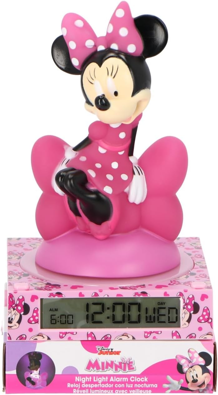 Minnie Mouse 3D Lampada Con Sveglia E Data