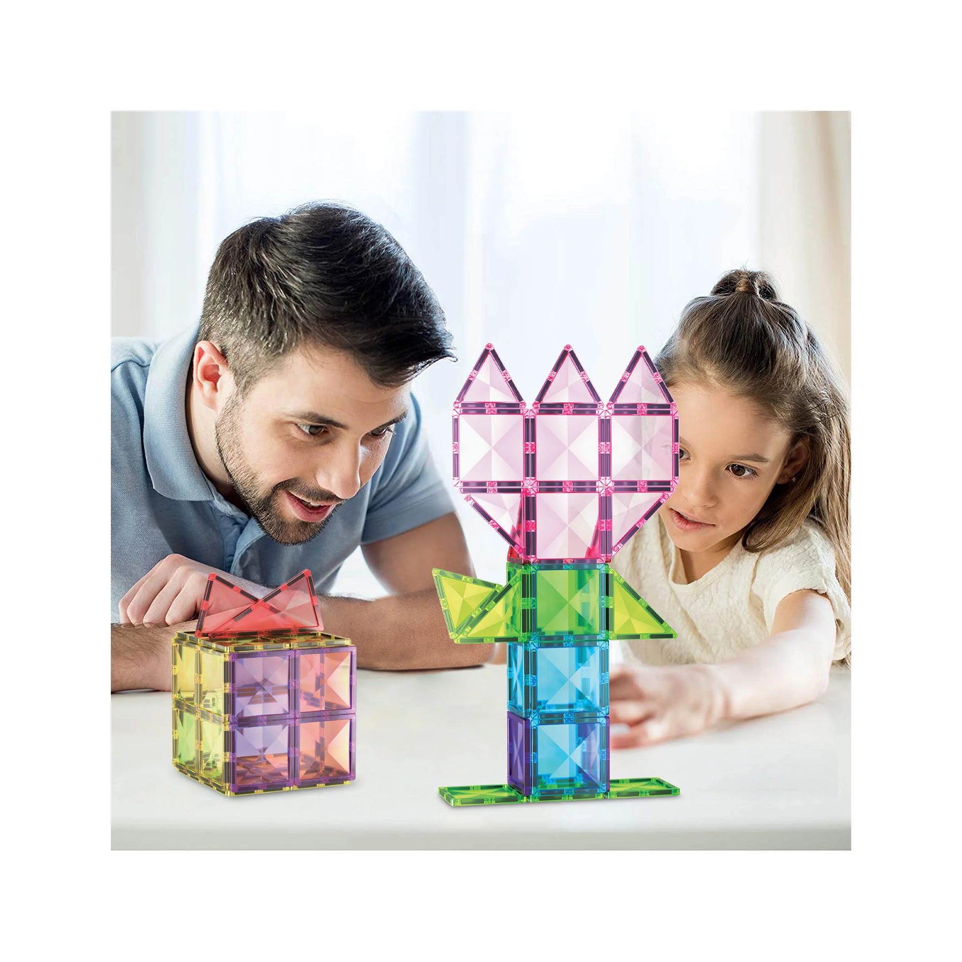 PicassoTiles Magnetic Tiles and Vehicle 63 Pezzi