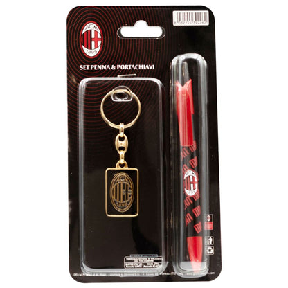 Set-Regalo-Milan-Penna-E-Portachiavi-In-Metallo-Con-Logo